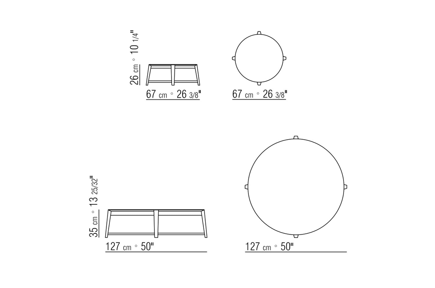 Ex-Display Flexform Tris Coffee Tables (Pair)