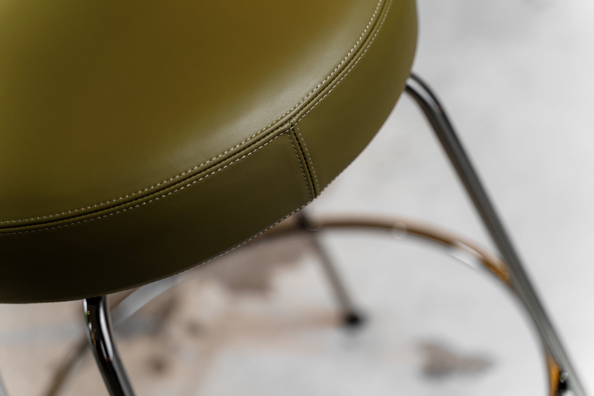 (SOLD) B&B Italia Papilio Low Stool in Thyme Green Leather