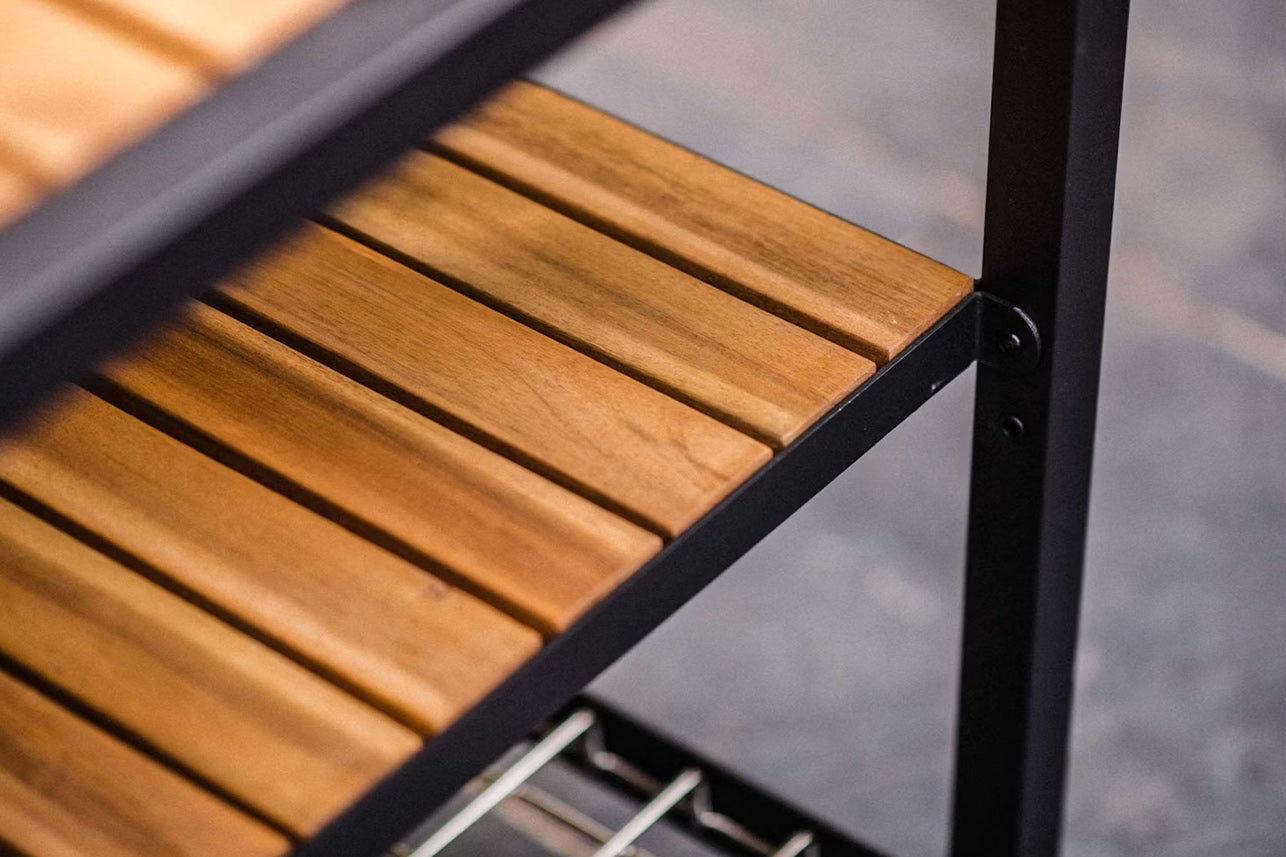 Big Green Egg Modular Nest + Expansion Frame+ Acacia Shelves