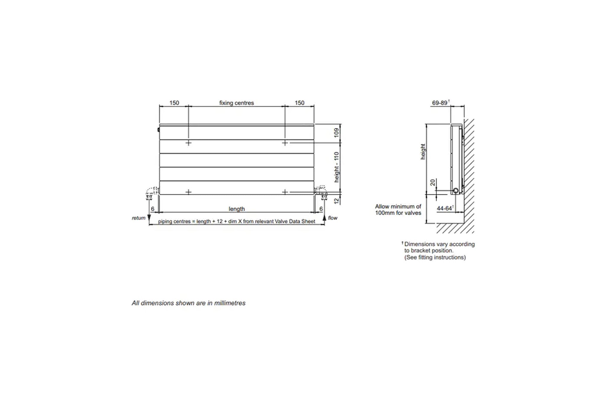 Bisque Decorative White Panel 507 x 1000 Radiator DH-50-100