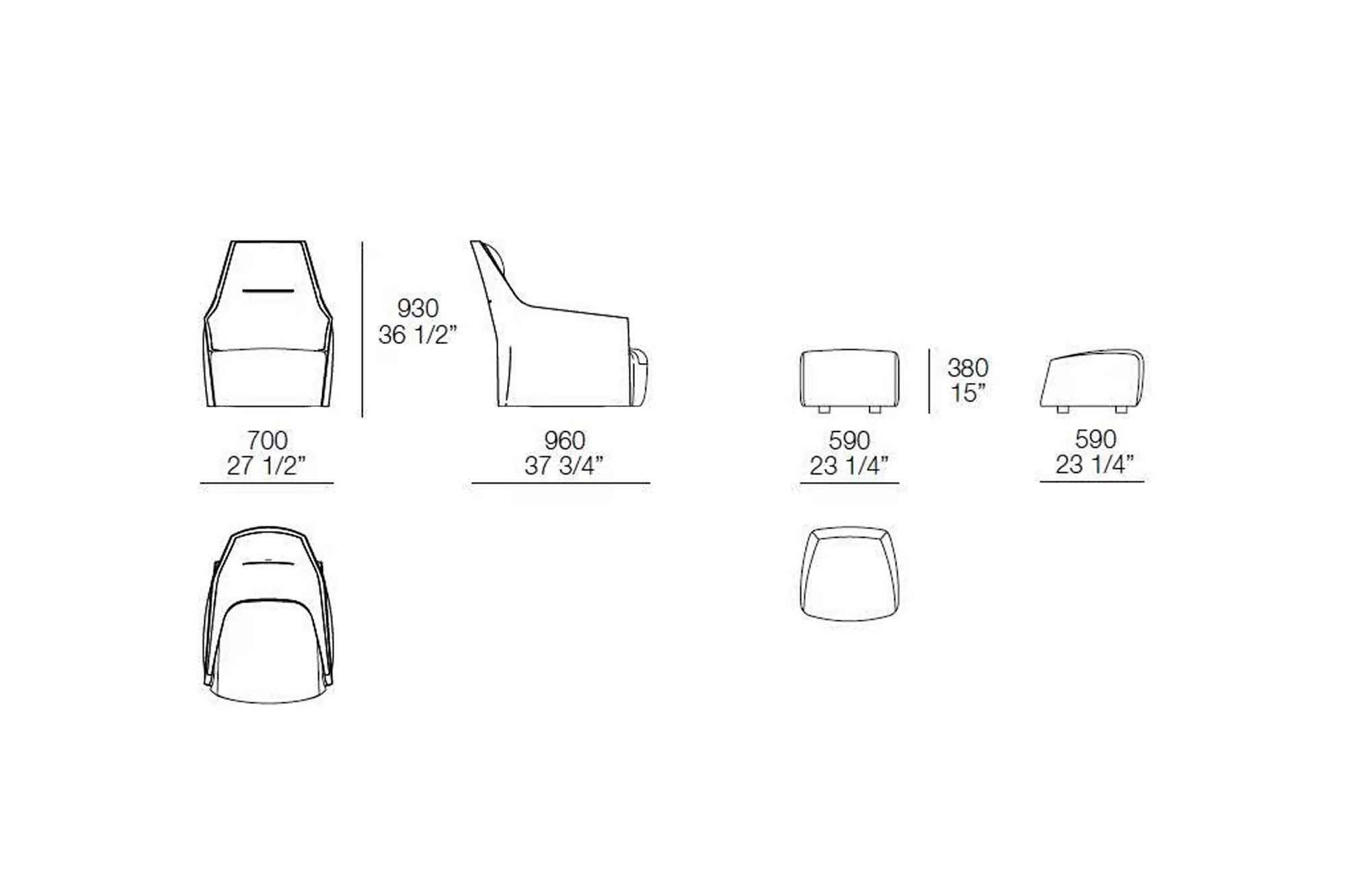 Poliform Santa Monica Armchair with Footstool