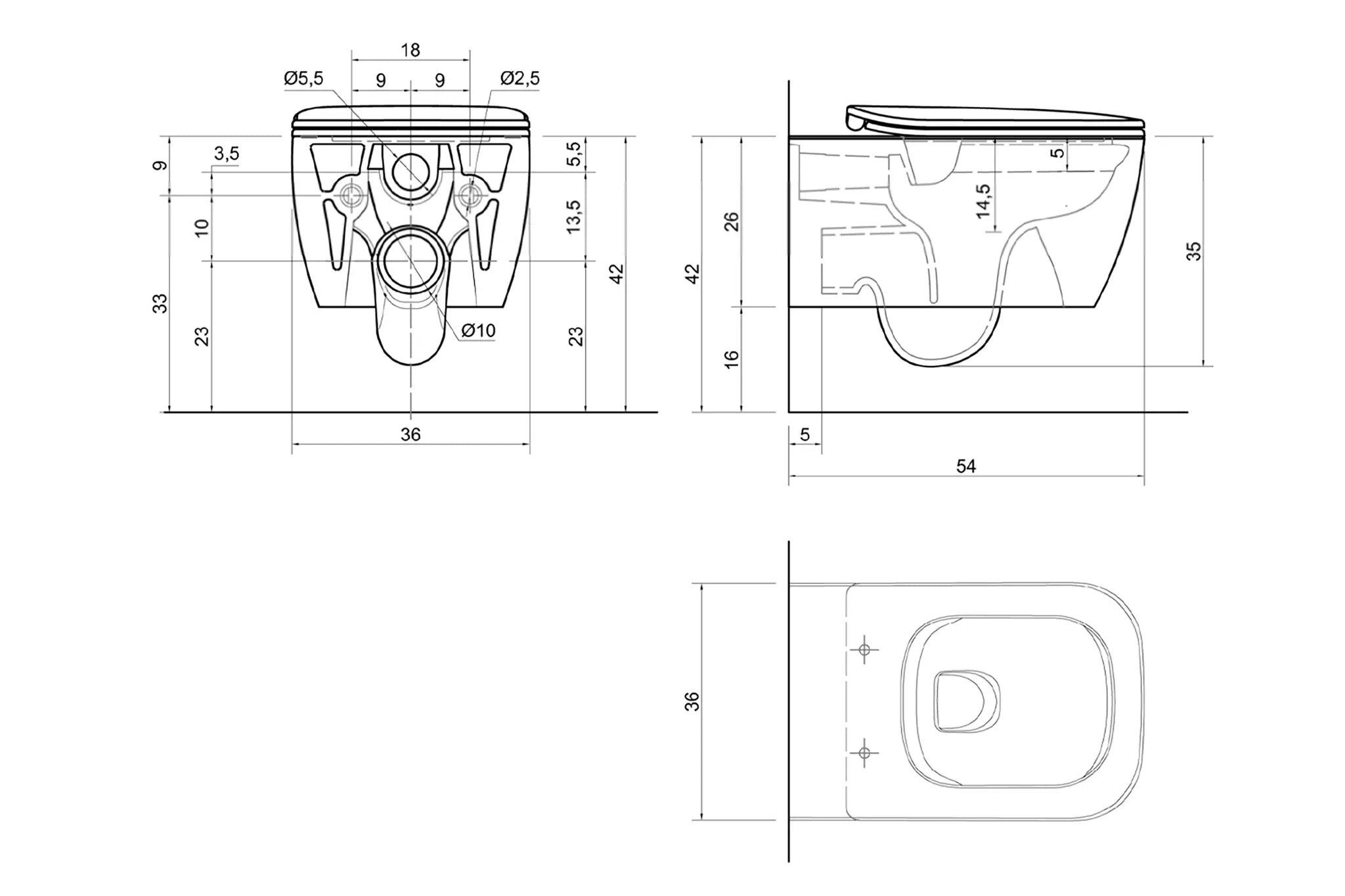 antoniolupi Wall-Hung Toilet Komodo 1C