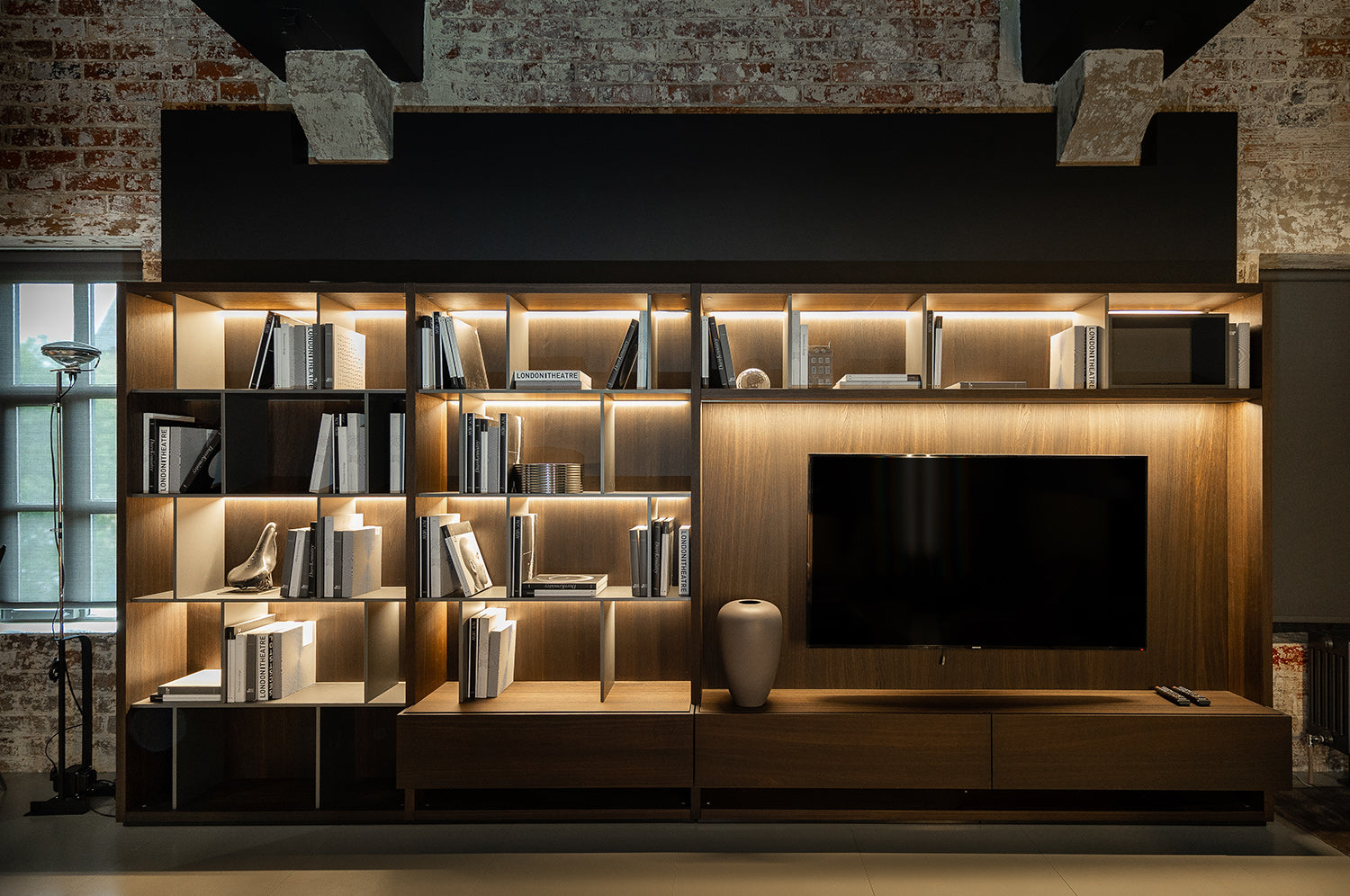 Poliform Wall System with Illuminated Grids