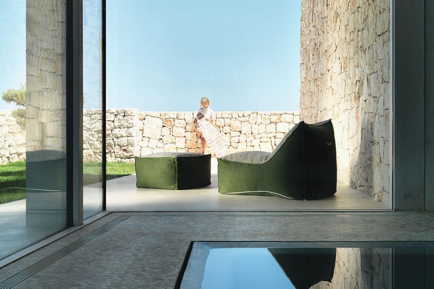 Talenti Scacco Living Armchair Grey/White Pipe