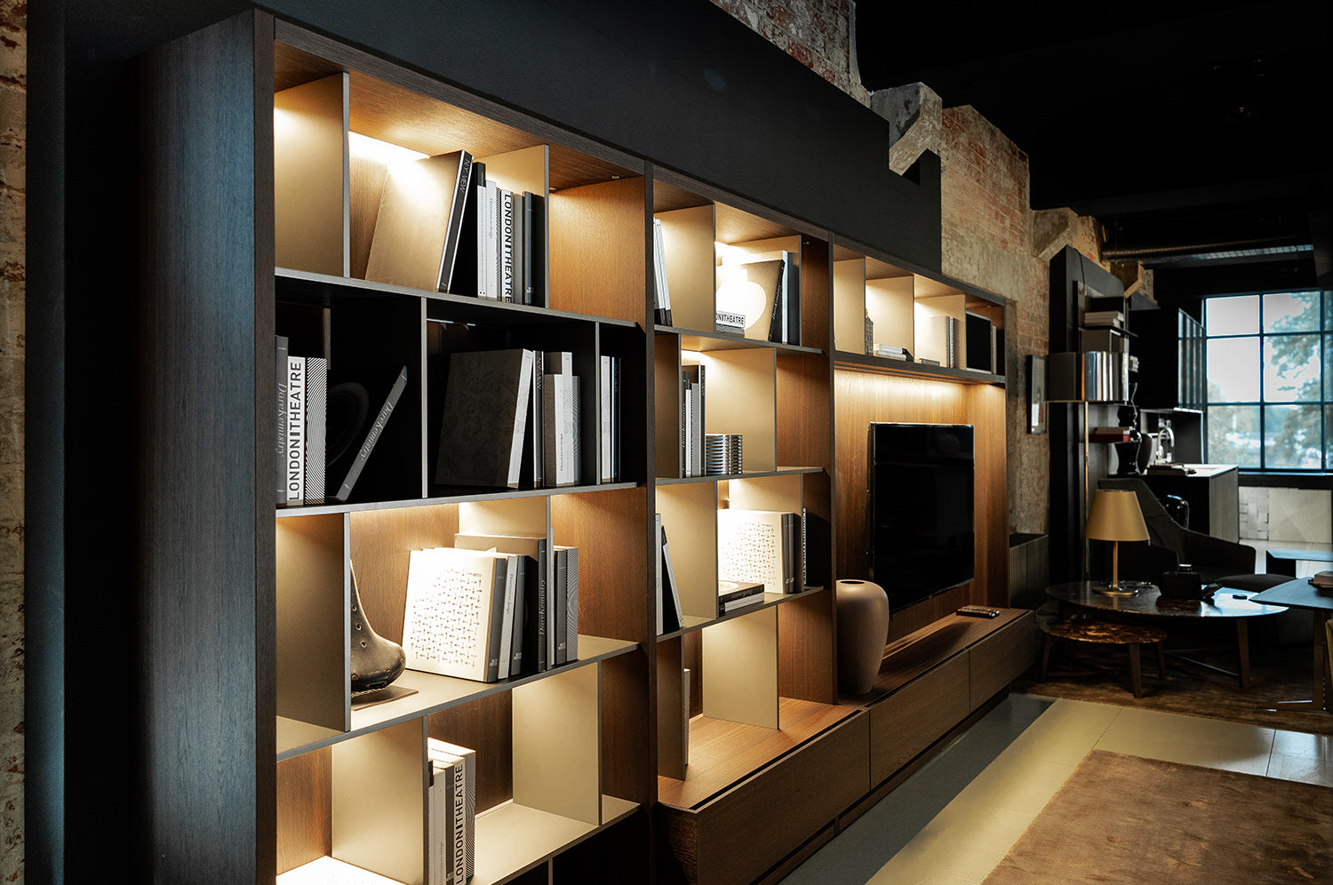 Poliform Wall System with Illuminated Grids