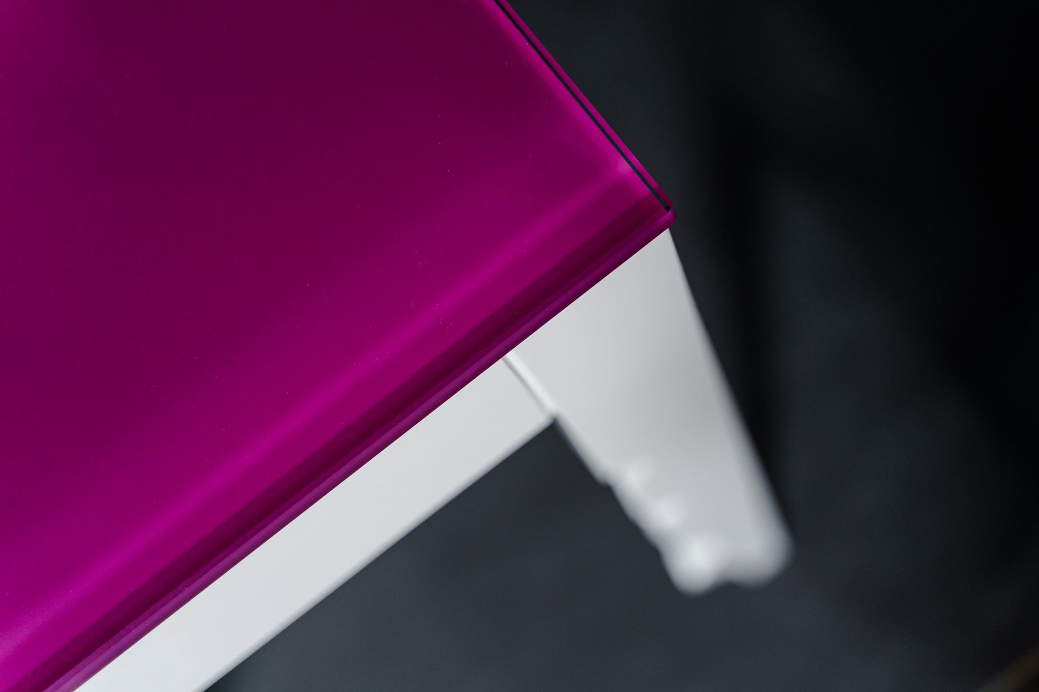 AndyG Console Table with Purple Glass Top