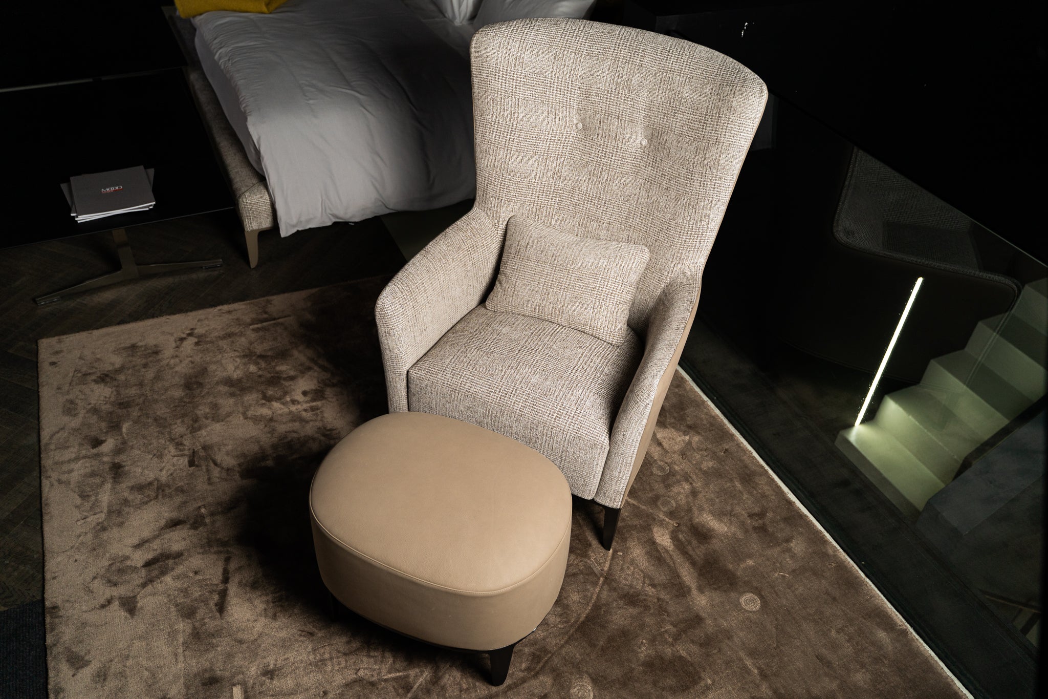 (SOLD) Poliform Gentleman Armchair and Footstool