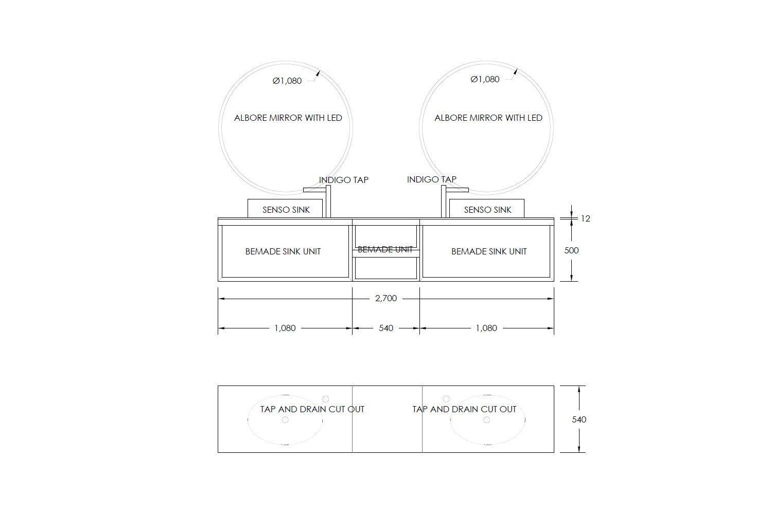Ex-Display antoniolupi Bemade Vanity Unit
